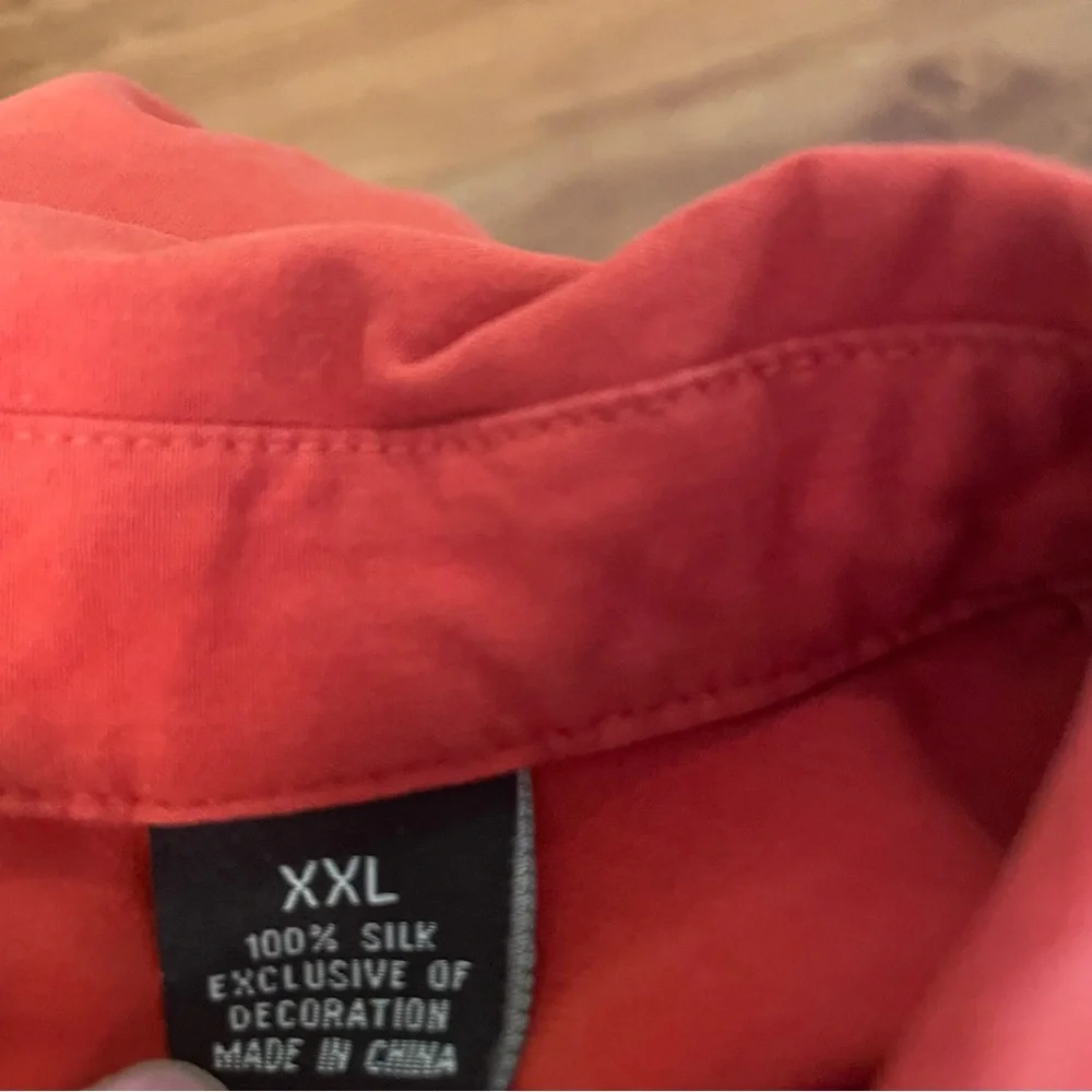Axis‎ LA Short Sleeve Button Up Shirt Men’s XXL Red/Orange Silk Cards Gambling